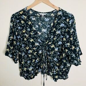 Floral Drawstring Crop Top